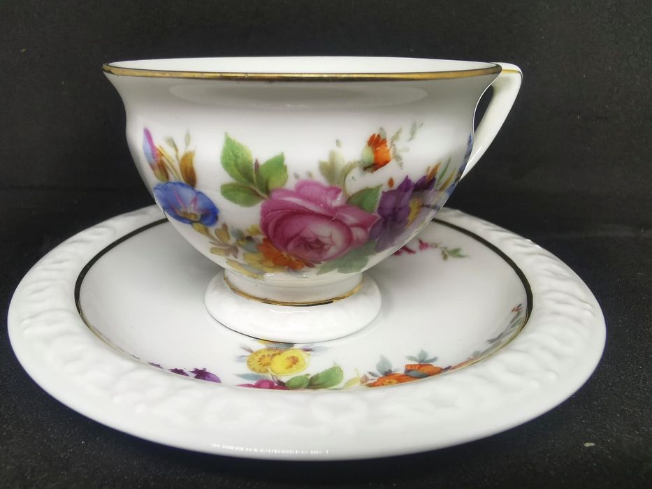 Porcelana Rosenthal wzór Maria Duo Mokka dekor kwiatowy Kolekcjonerska