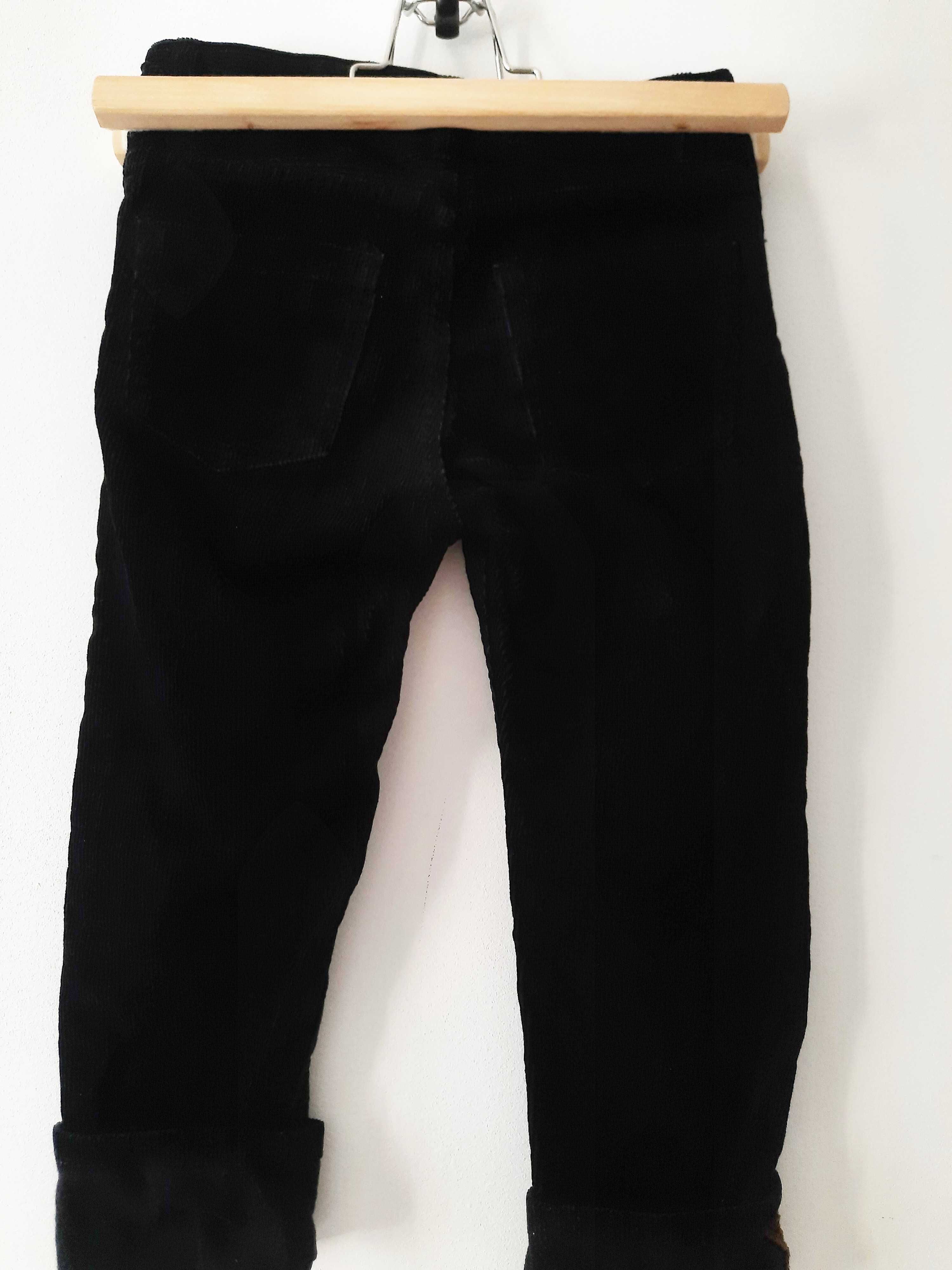 Wiosenne sztruksy, spodnie, czarne, rozm. 110, H&M, eleganckie