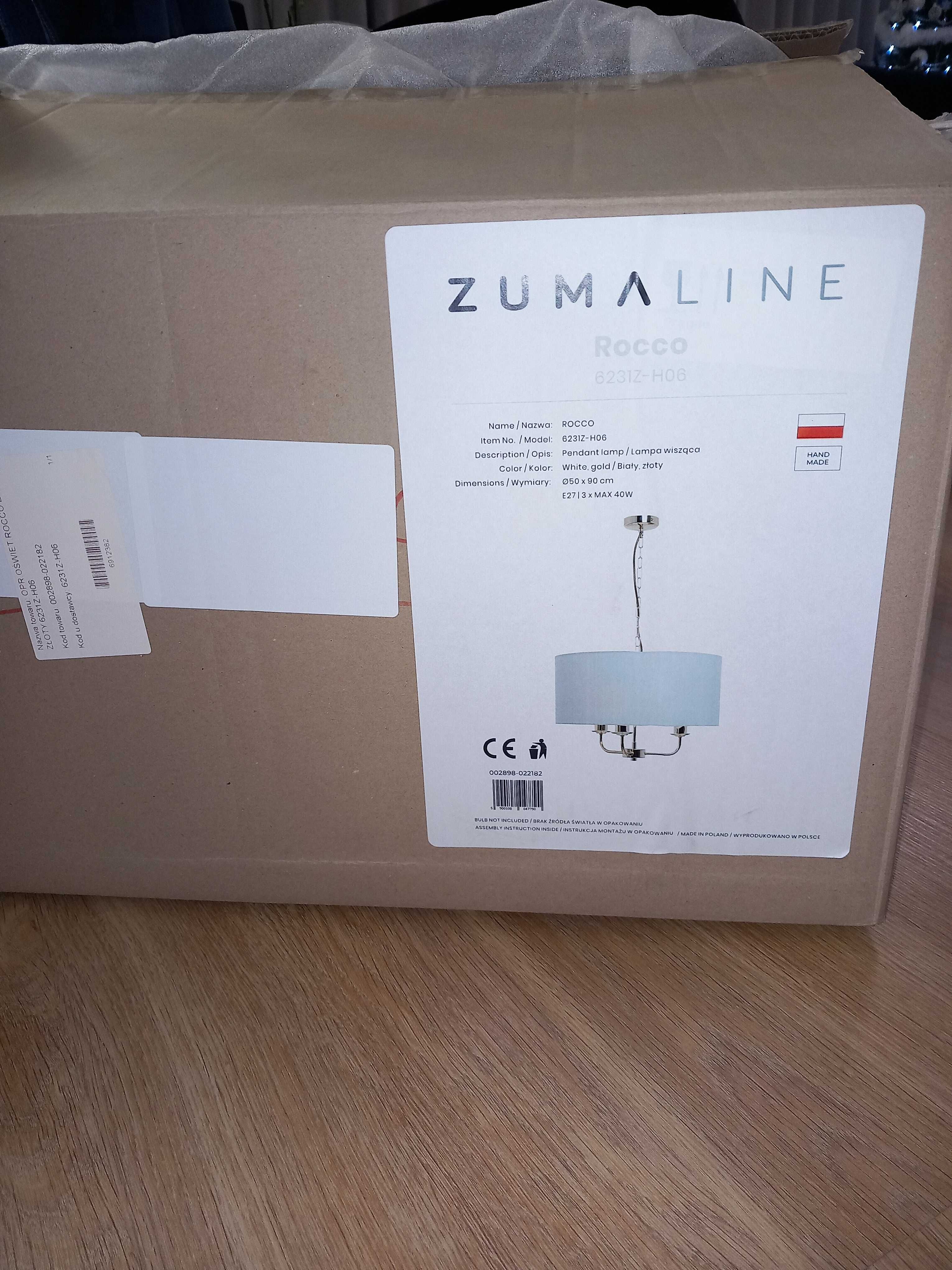 Lampa wisząca Zuma Line ROCCO 3 -punkty światła Złoty-biały