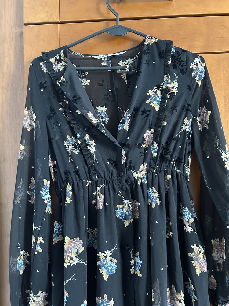 Sukienka midi Zara XS 34 kwiaty boho