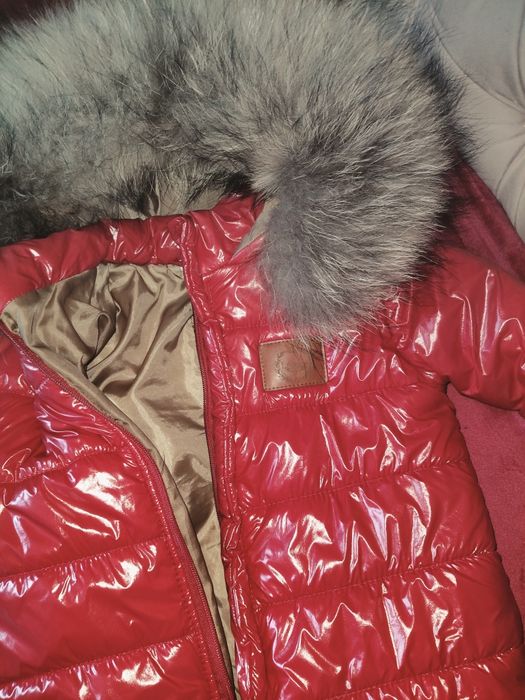 Kombinezon LAttante czerwony błyszczący 80-92  z futerkiem