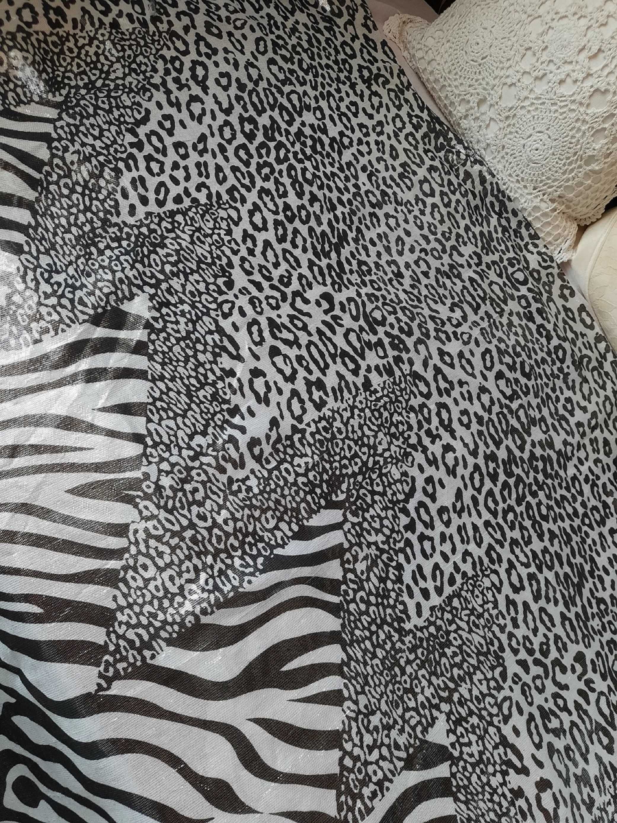 Nowa biała czarna panterka zebra animals zwierzęcy wzór apaszka chusta