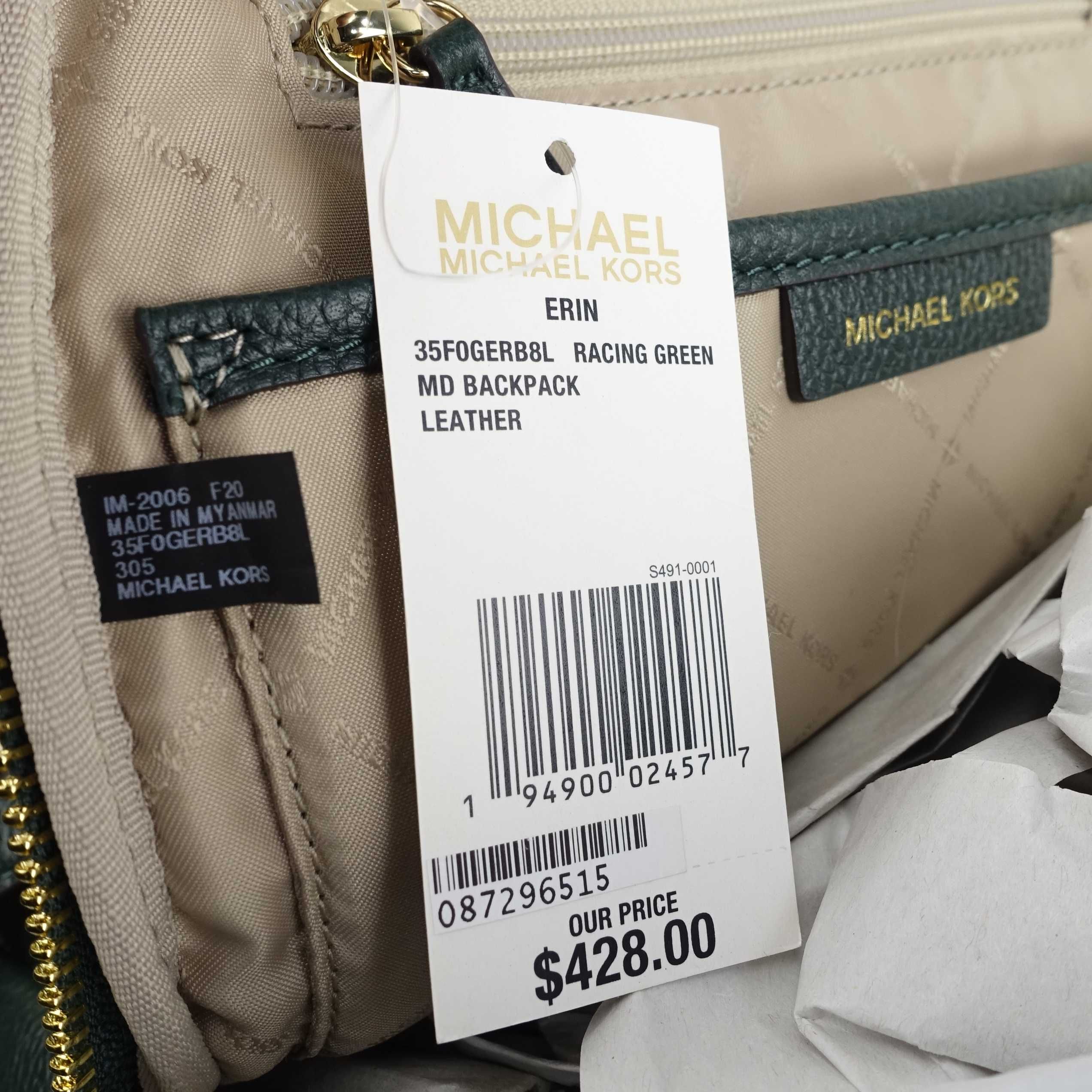 Шкіряний рюкзак Michael Kors erin md green оригінал Майкл Корс