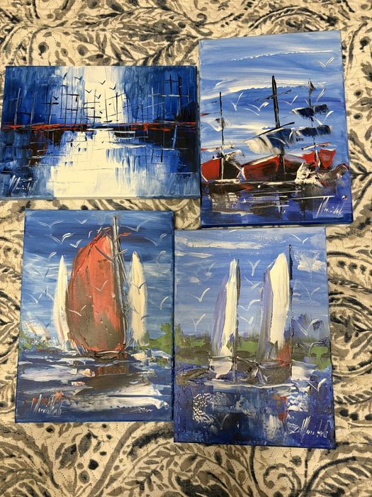 Obraz wykonany akrylem łodzie