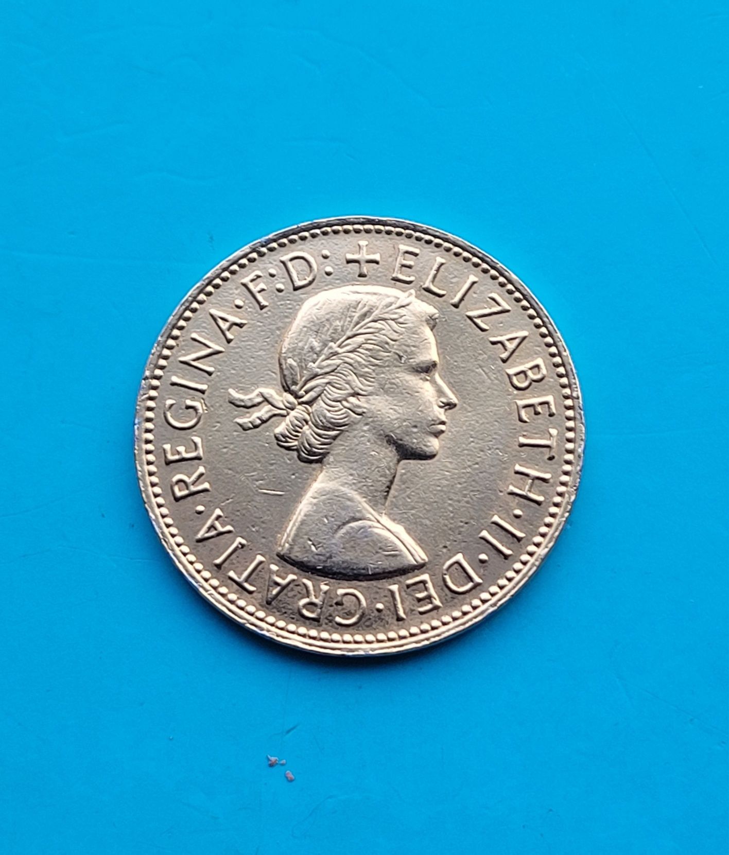 Moneta pozłacana  pens 1967 - Królowa Elizabeth II  - Wielka Brytania