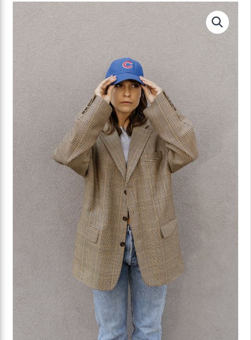 Marynarka vintage wełniana pepitka w kratę mle the odder side oversize