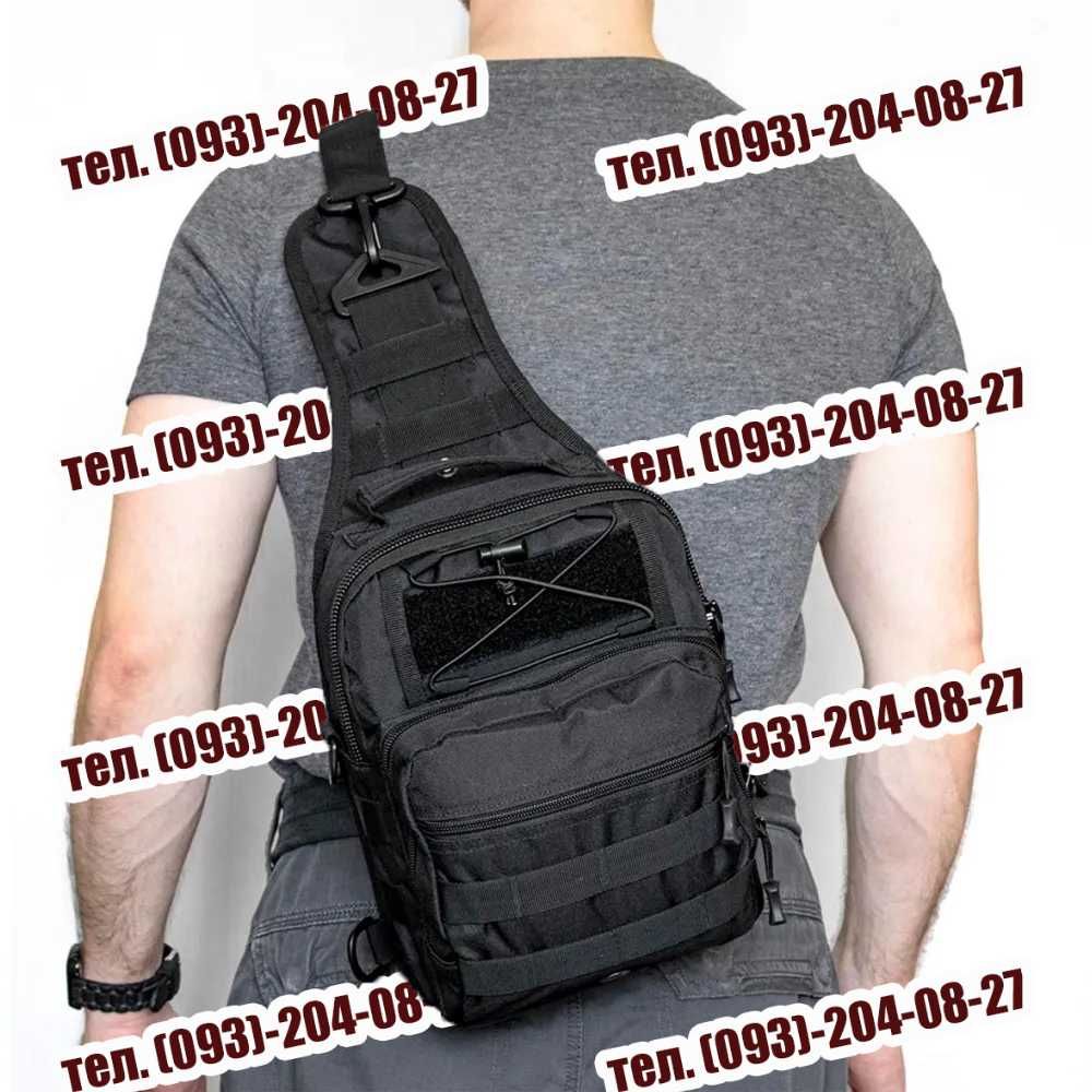 Рюкзак сумка тактична B14, через плече Oxford 600D Чорний, 26х19х10 см