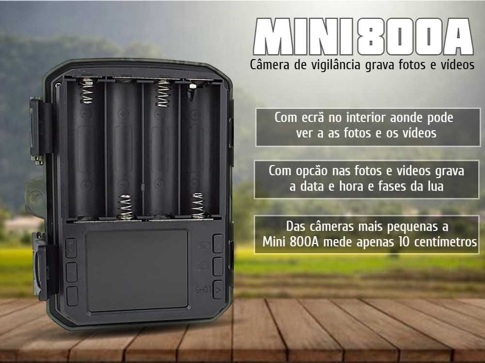 Câmera caça e vigilância Mini 800A LEDs negros de 50MP e vídeos 4K