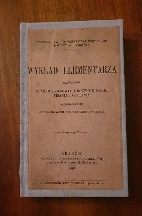 Wykład elementarza 1869 Kraków Oryginał