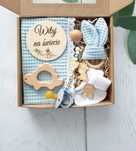 Zestaw dla niemowlaka zawieszka gryzak wafel baby shower