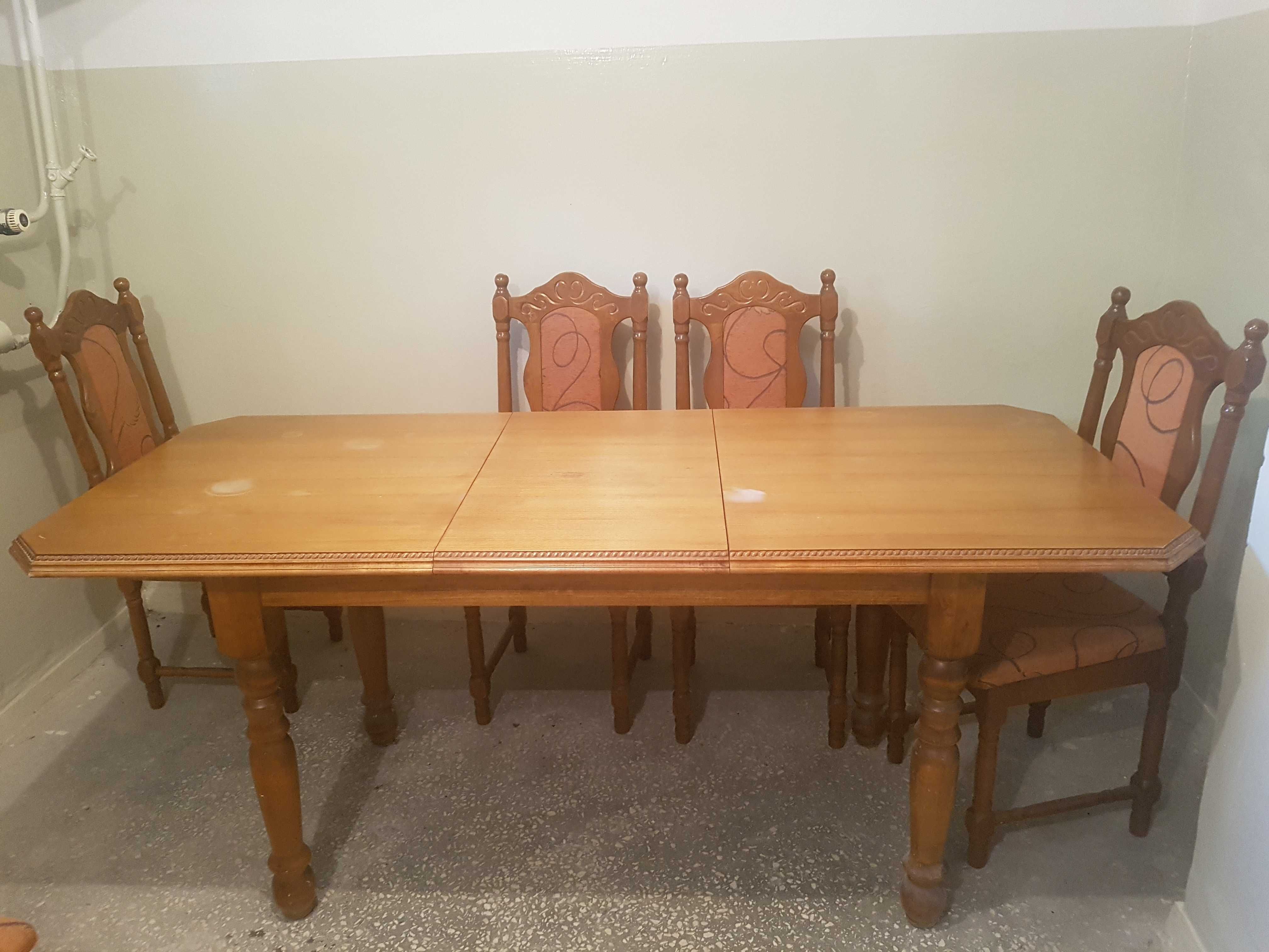 Stół drewniany 140x80 i 6 krzeseł