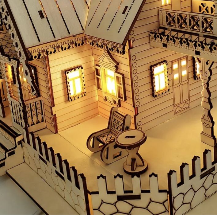 3D дерев’яна модель «Вілла з LED-підсвіткою»