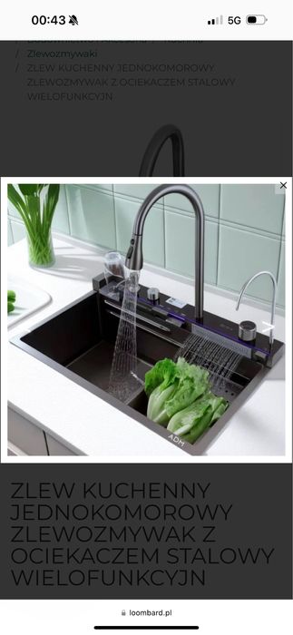 Nowy zlewozmywak jenokomorowy stalowy z ociekaczem