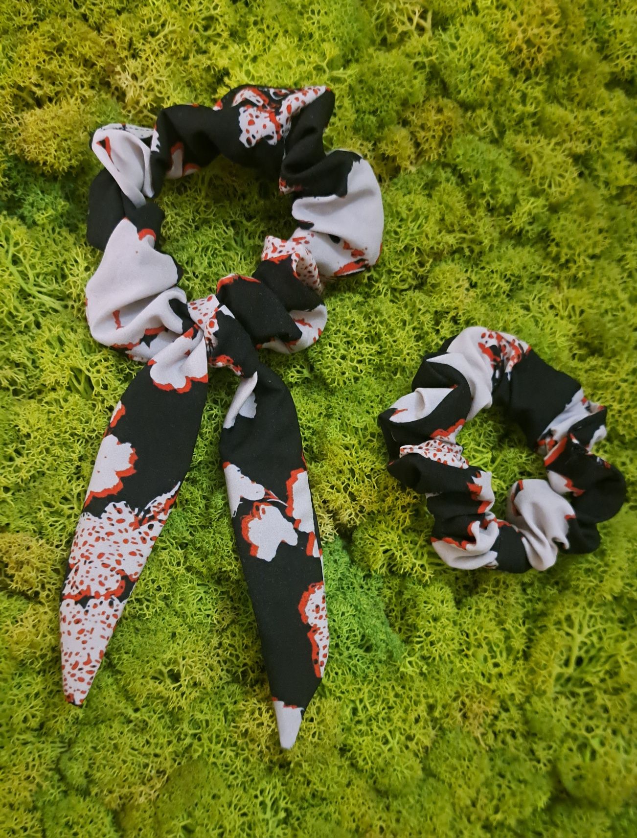 Scrunchie frotka do włosów Kwiaty pastele wzory handmade