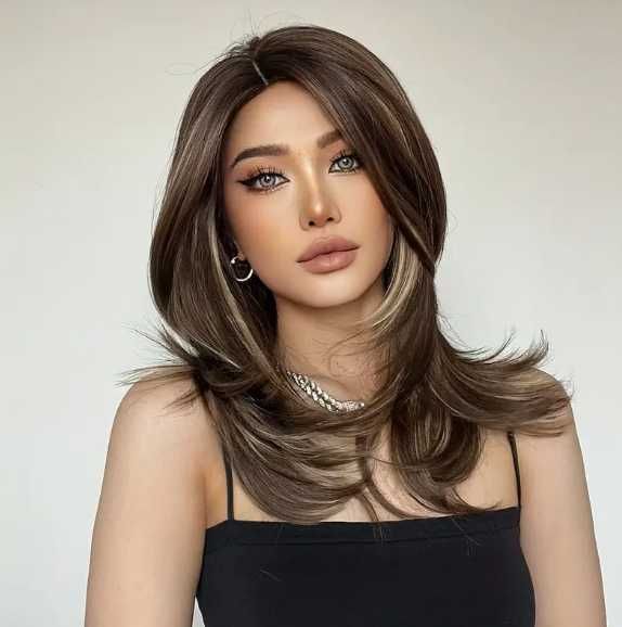 Peruka włosy brąz długie Wysyłka PL