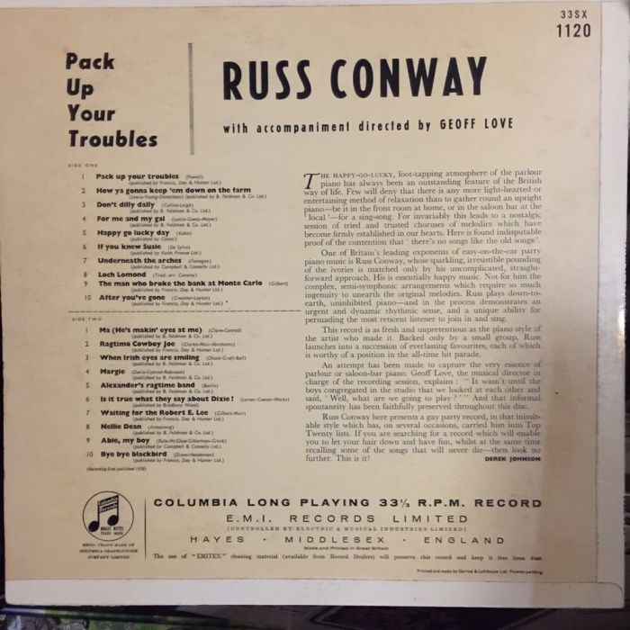 Disco Russ Conway -pack up - 1958