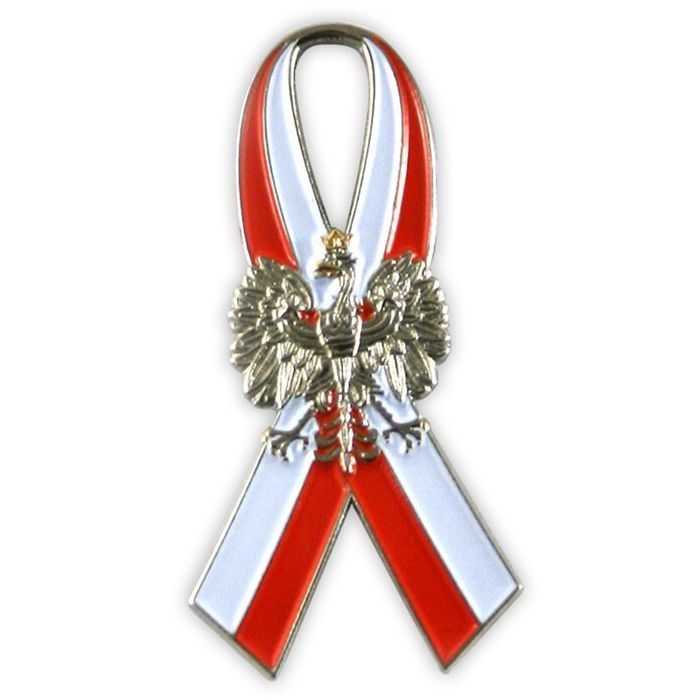 Przypinka pin wpinka flaga wstęga z orłem Polska