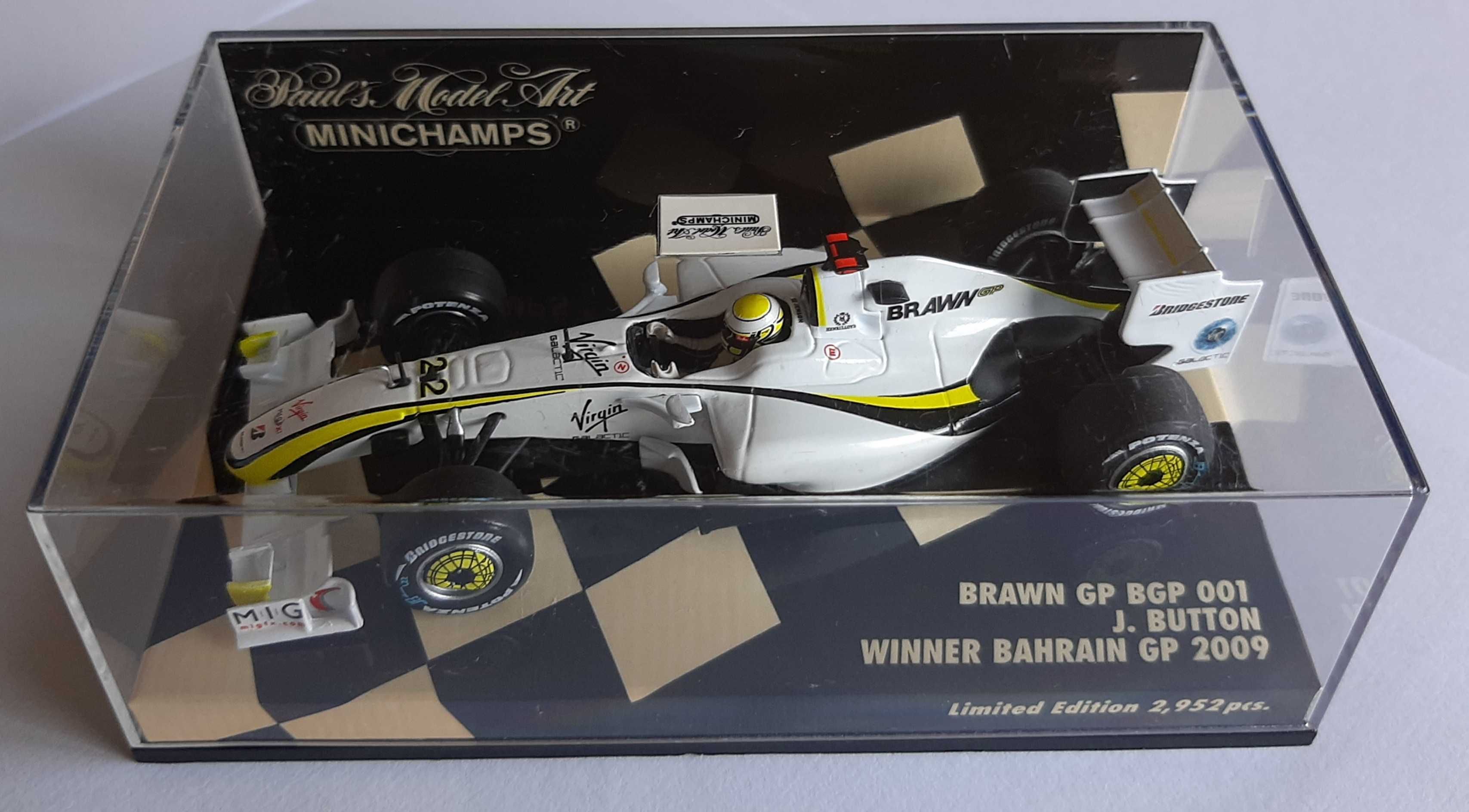 Jenson Button F1 Brawn BGP001 de Bahrain GP 2009 1:43 Minichamps