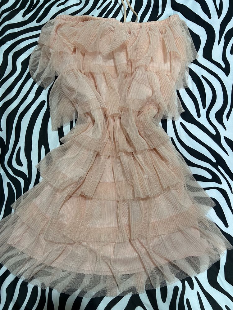 Mini vestido de tule rosa velho