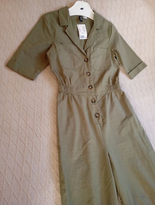 H&M XS-S Bawełniany NOWY kombinezon zieleń khaki
