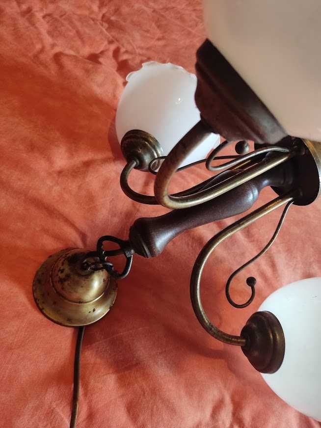 Candeeiro de teto antigo em latão 3 lumes