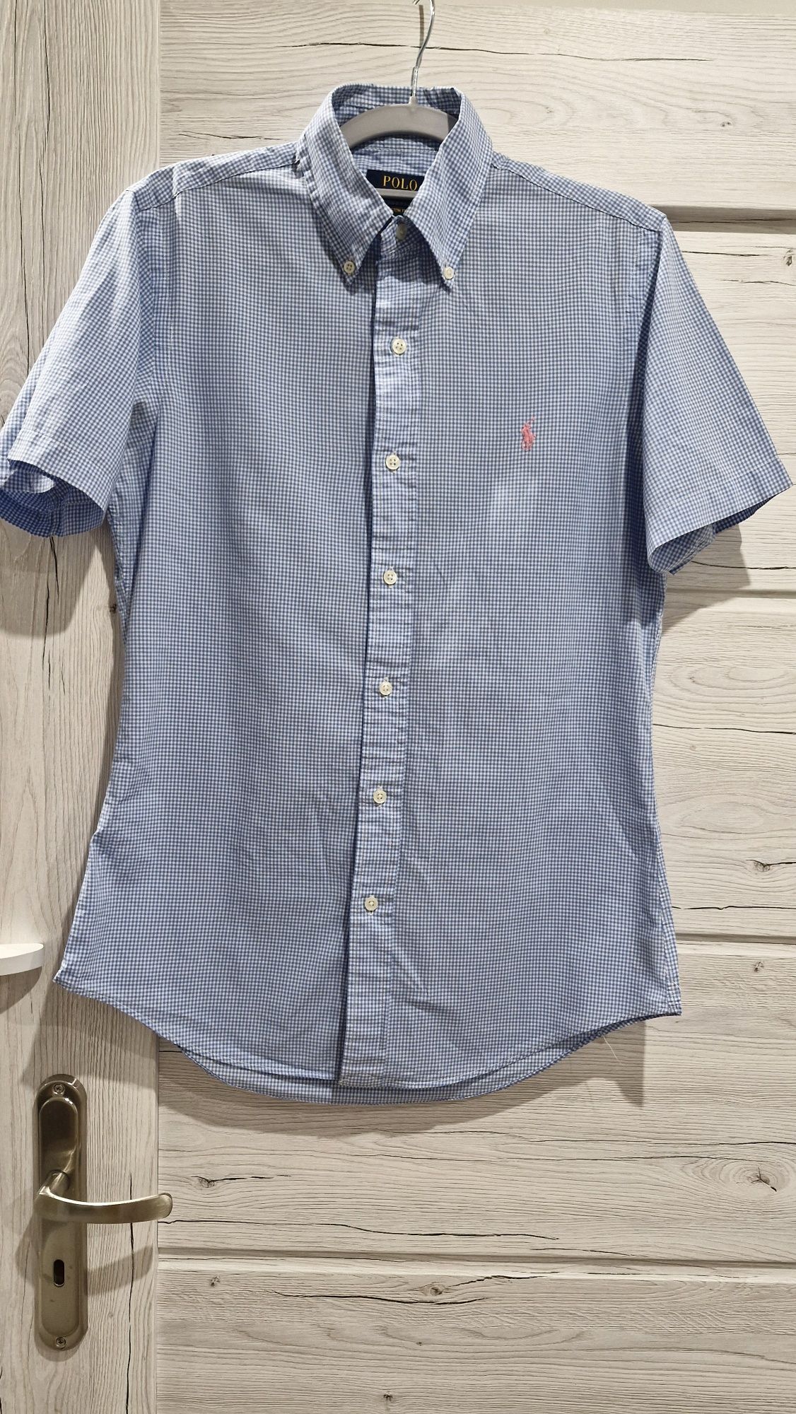 Polo Ralph Lauren koszula krótki rękaw jasnoniebieska krata Xs