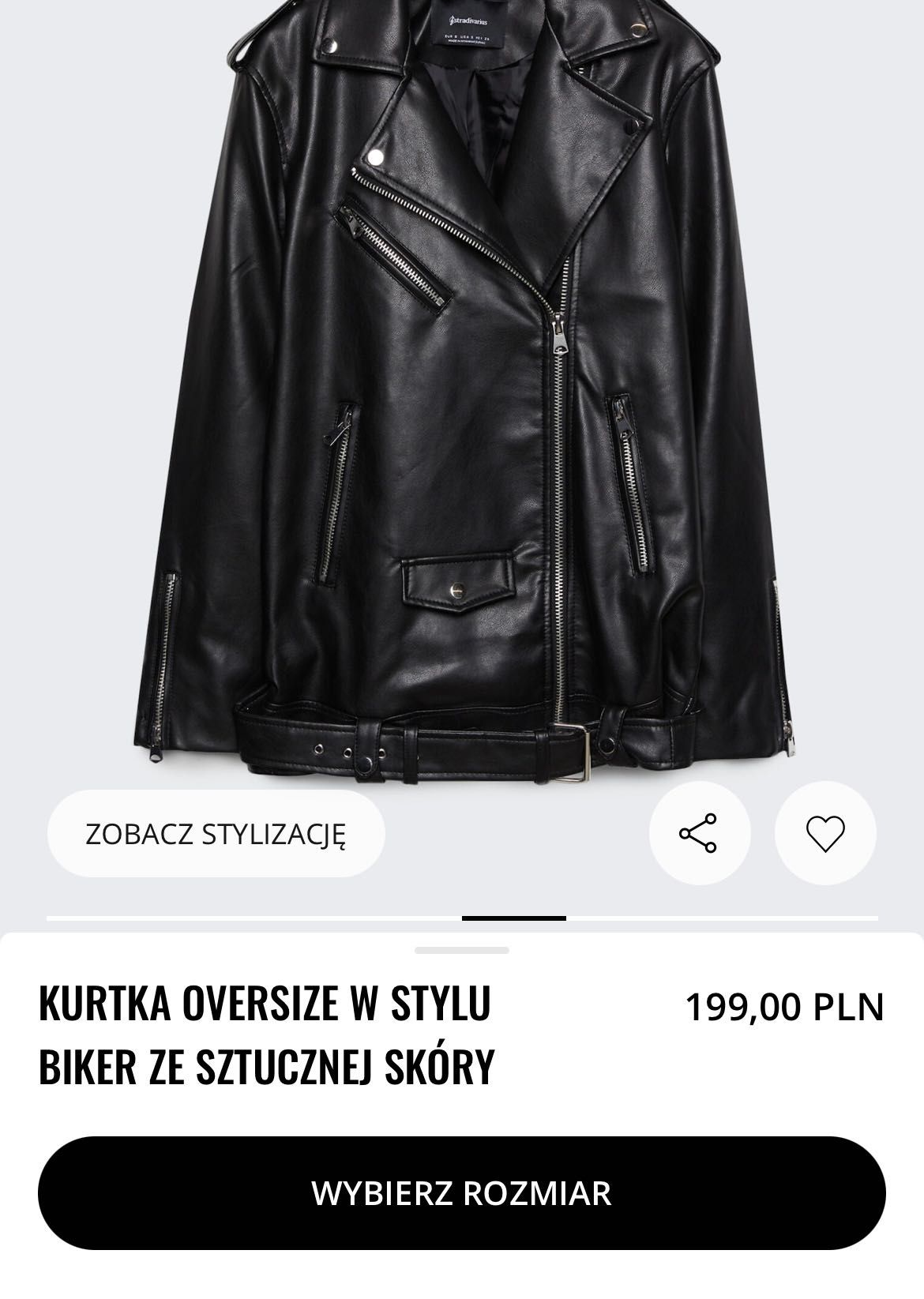 kurtka oversize w stylu biker ze sztucznej skóry