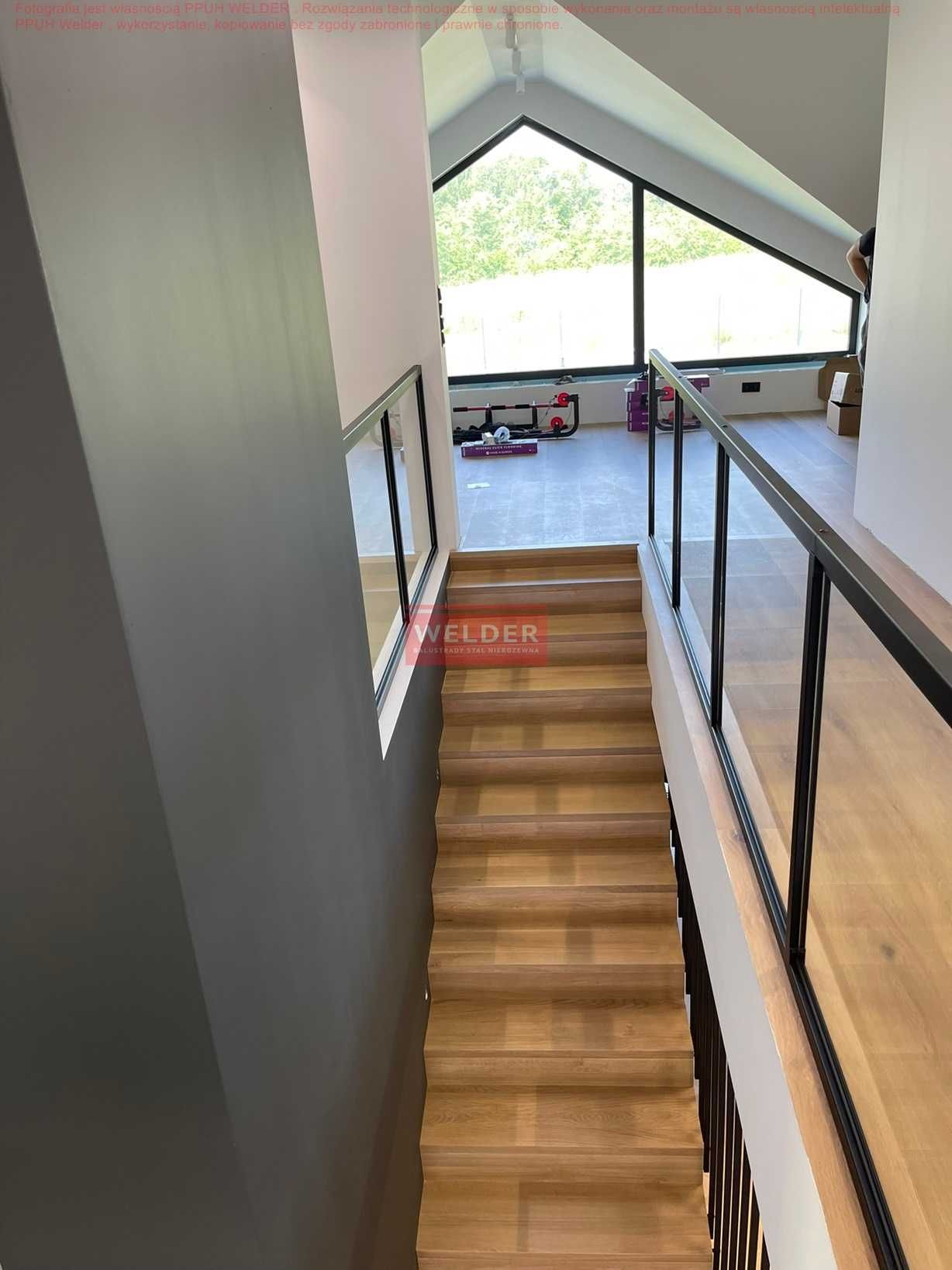 Balustrady Schodowe Barierka Francuska Antracyt Szklana harfa