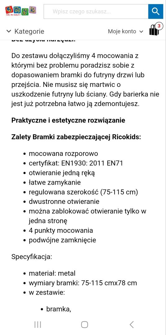 Bramka rozporowa RICOKIDS