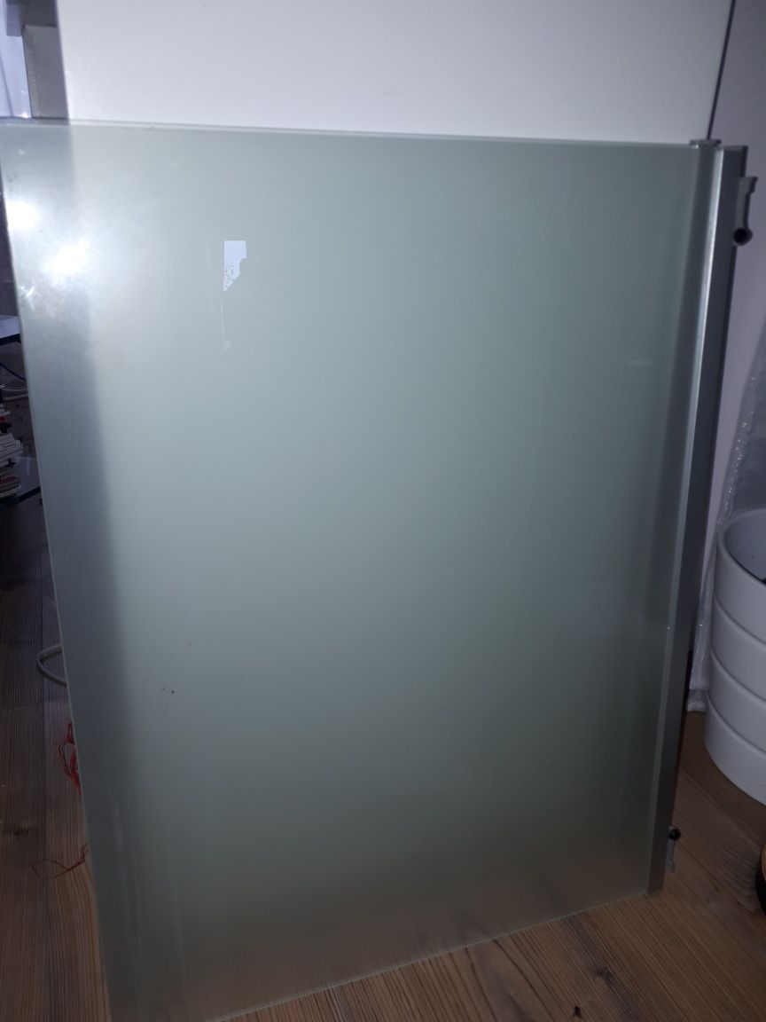 Panel szklany biały mleczny 2 x drzwi 42x56 cm półka ze szkła