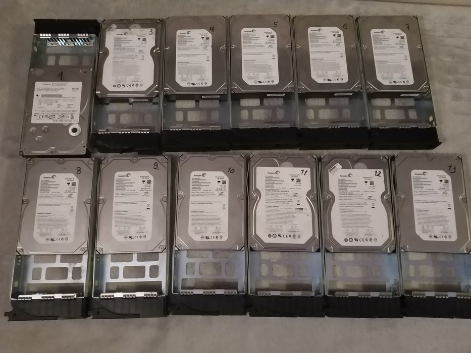 Zestaw 12 dysków HDD 3.5” (serwerowe) – Seagate ES / ES.2 / Hitachi –