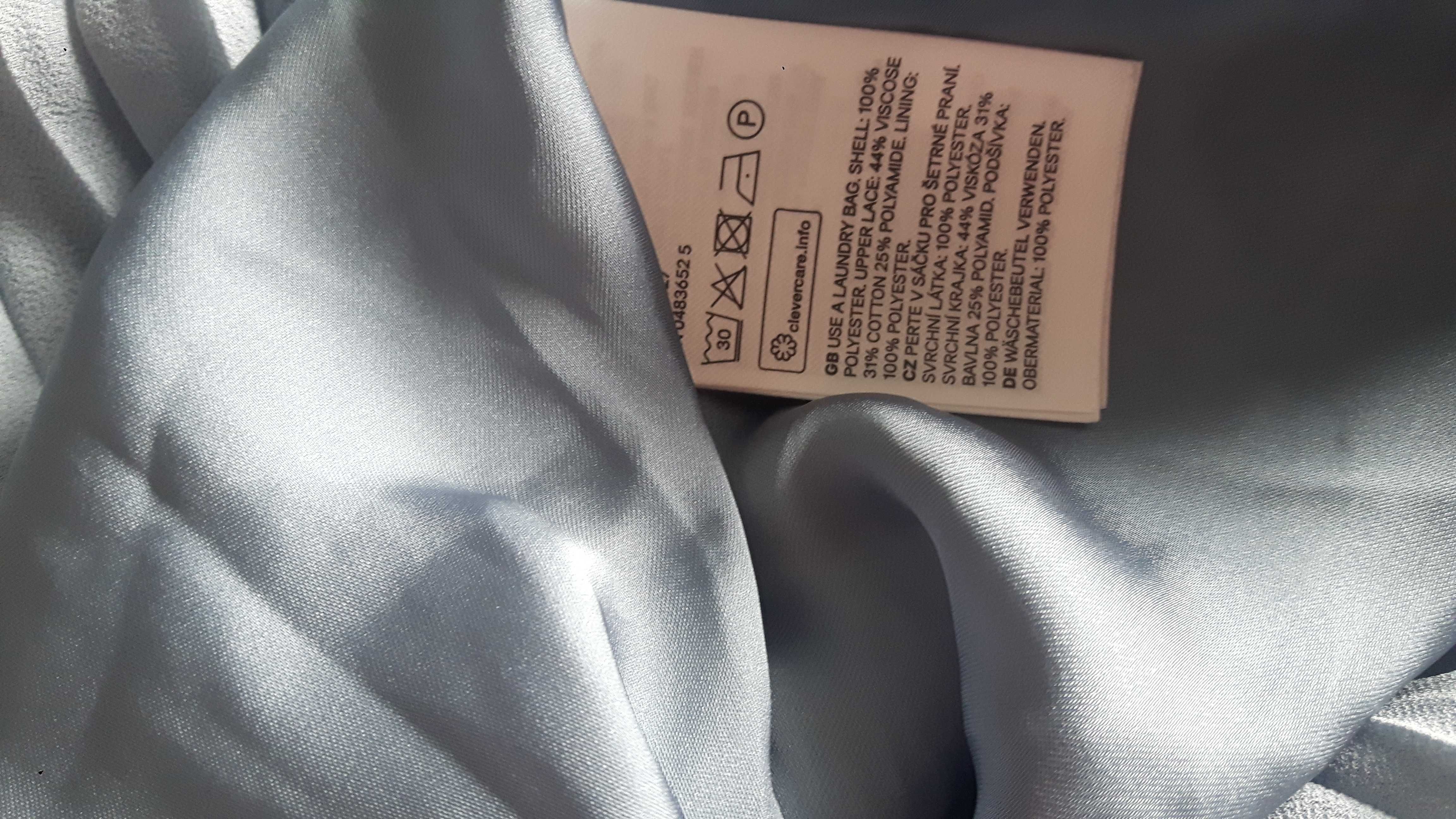 Sukienka nowa H&M koronkowo plisowana błękitna/gołębia, r. M