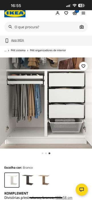 Gavetas e divisorias com calceiro ikea pax