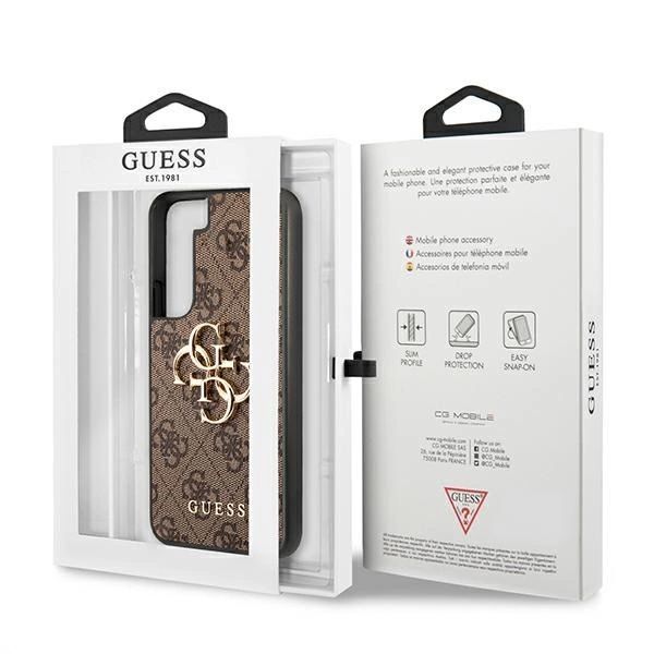 Etui Guess 4G Big Metal Logo na Samsung Galaxy S22 - brązowe