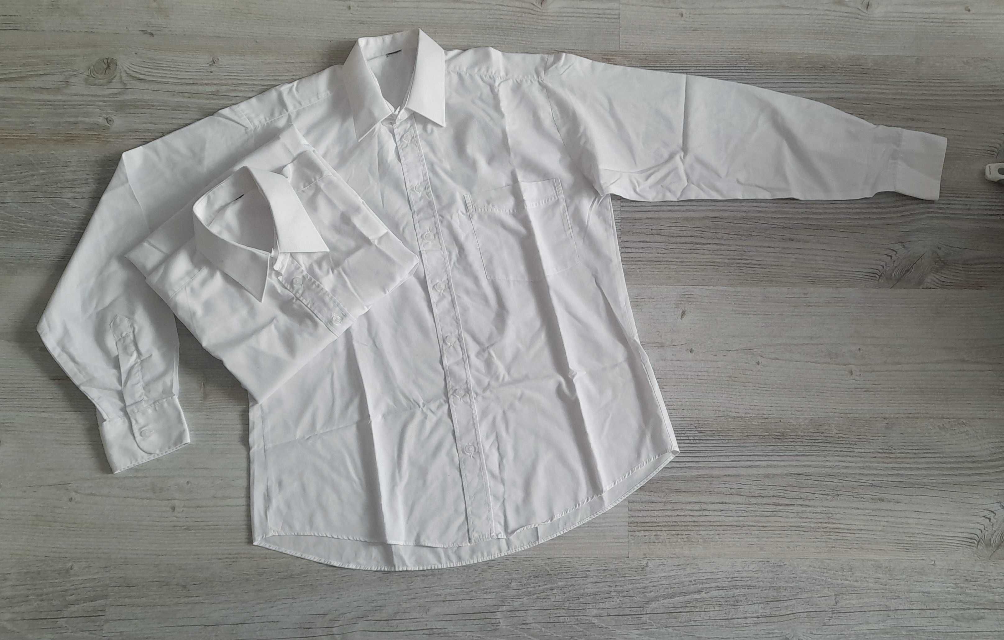 2 białe eleganckie koszule męskie długi rękaw r. L