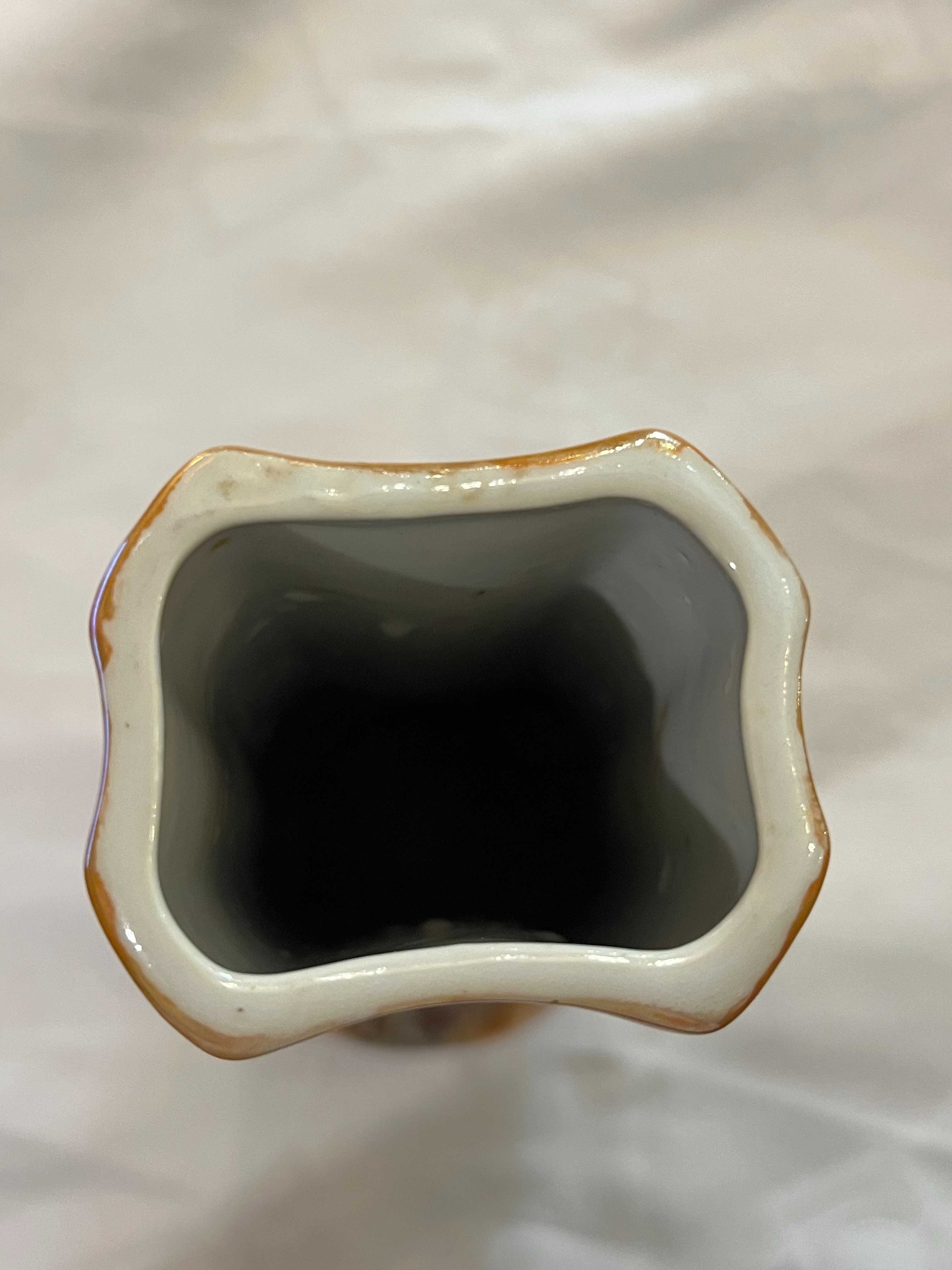 Perłowy wazon porcelana Bogucice, marmurek, new look PRL
