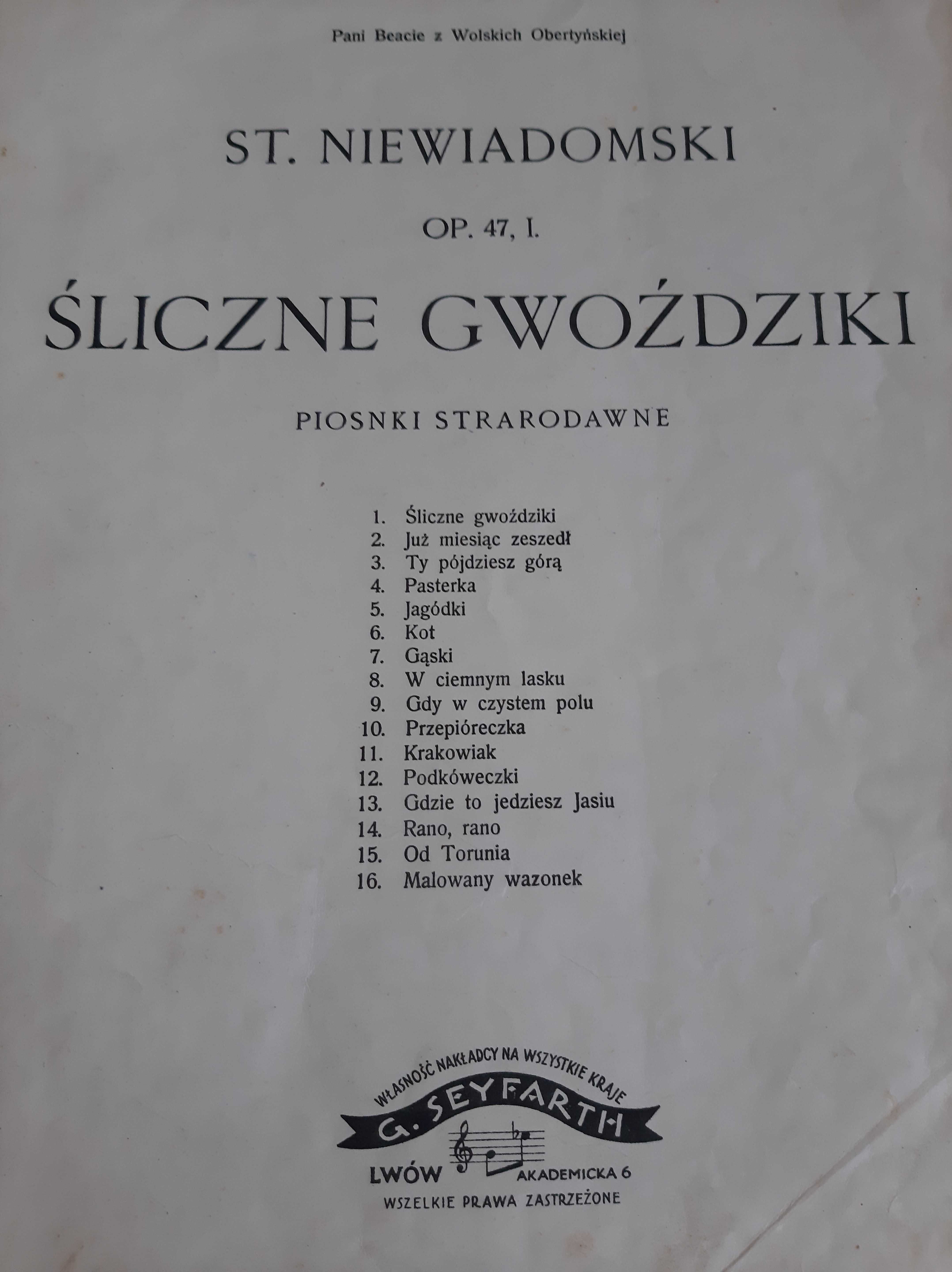 Śliczne Gwoździki. Lwów. Drugi śpiewnik.