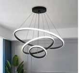 Lampa Wisząca 3 Ringi Sufitowa żyrandol czarna 72W