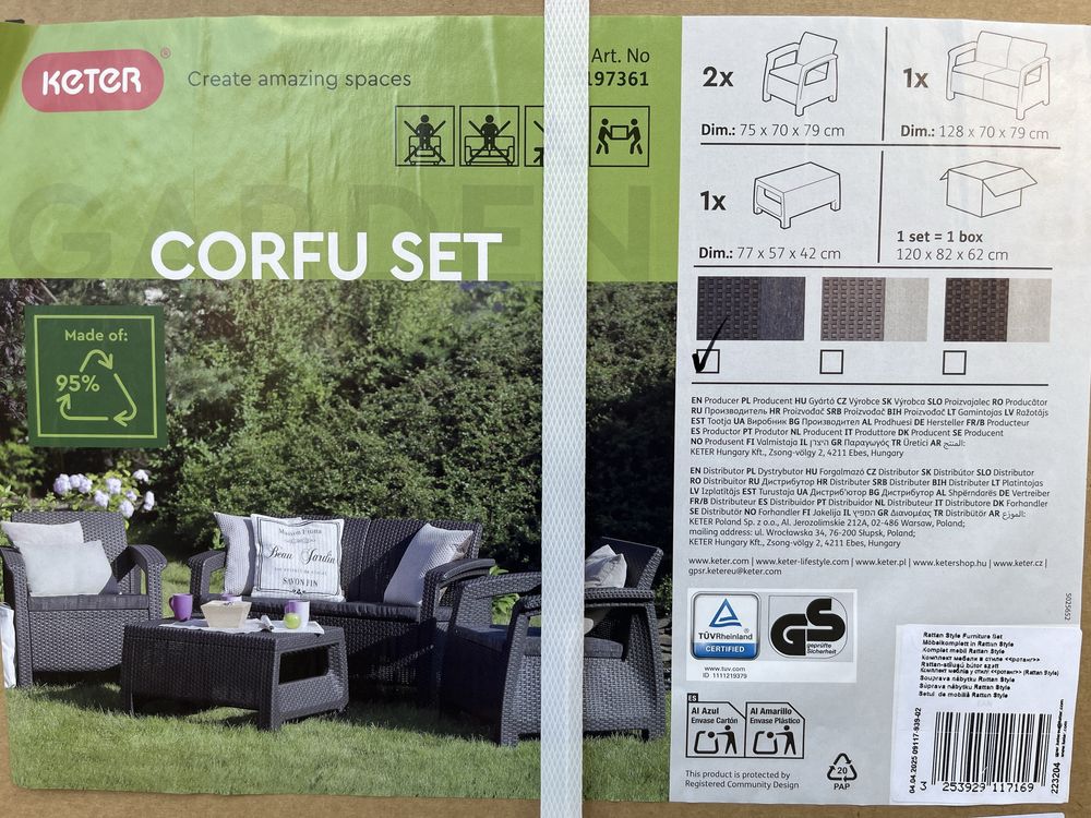 Zestaw mebli ogrodowych Keter Corfu Set NOWY grafit