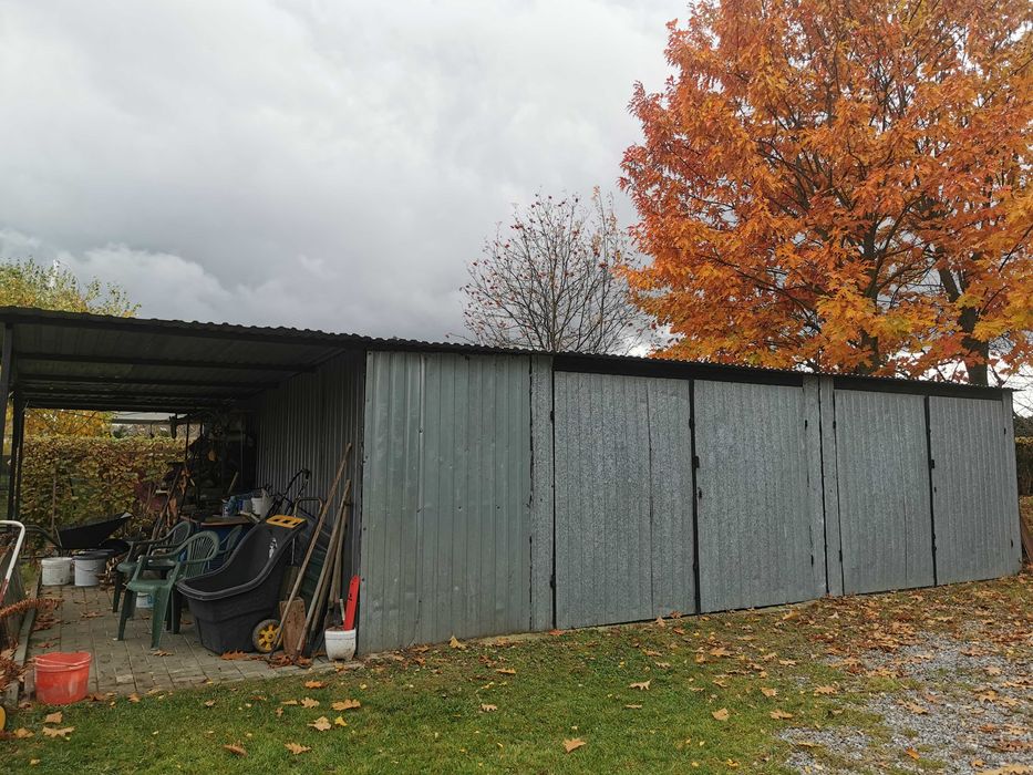 Duży garaż blaszany z wiatą 10mx6,30