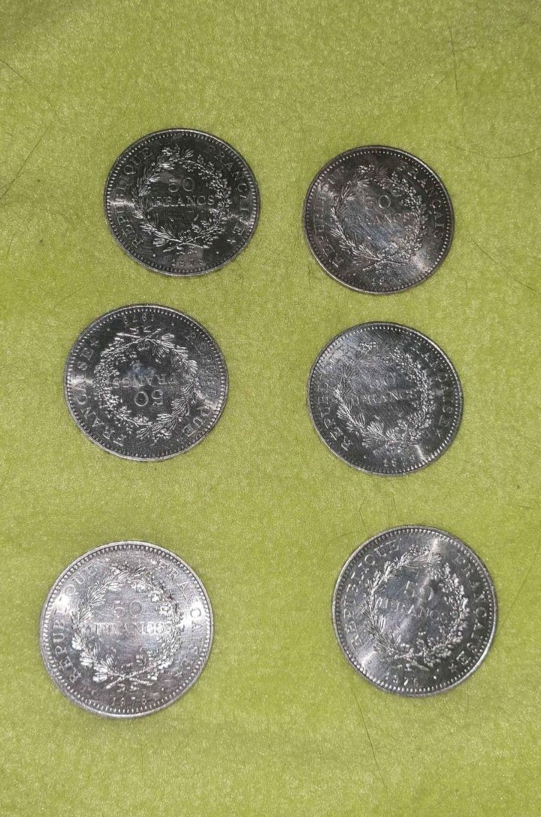 6 Moedas Em Prata
Comemorativas 50 Francos Franceses