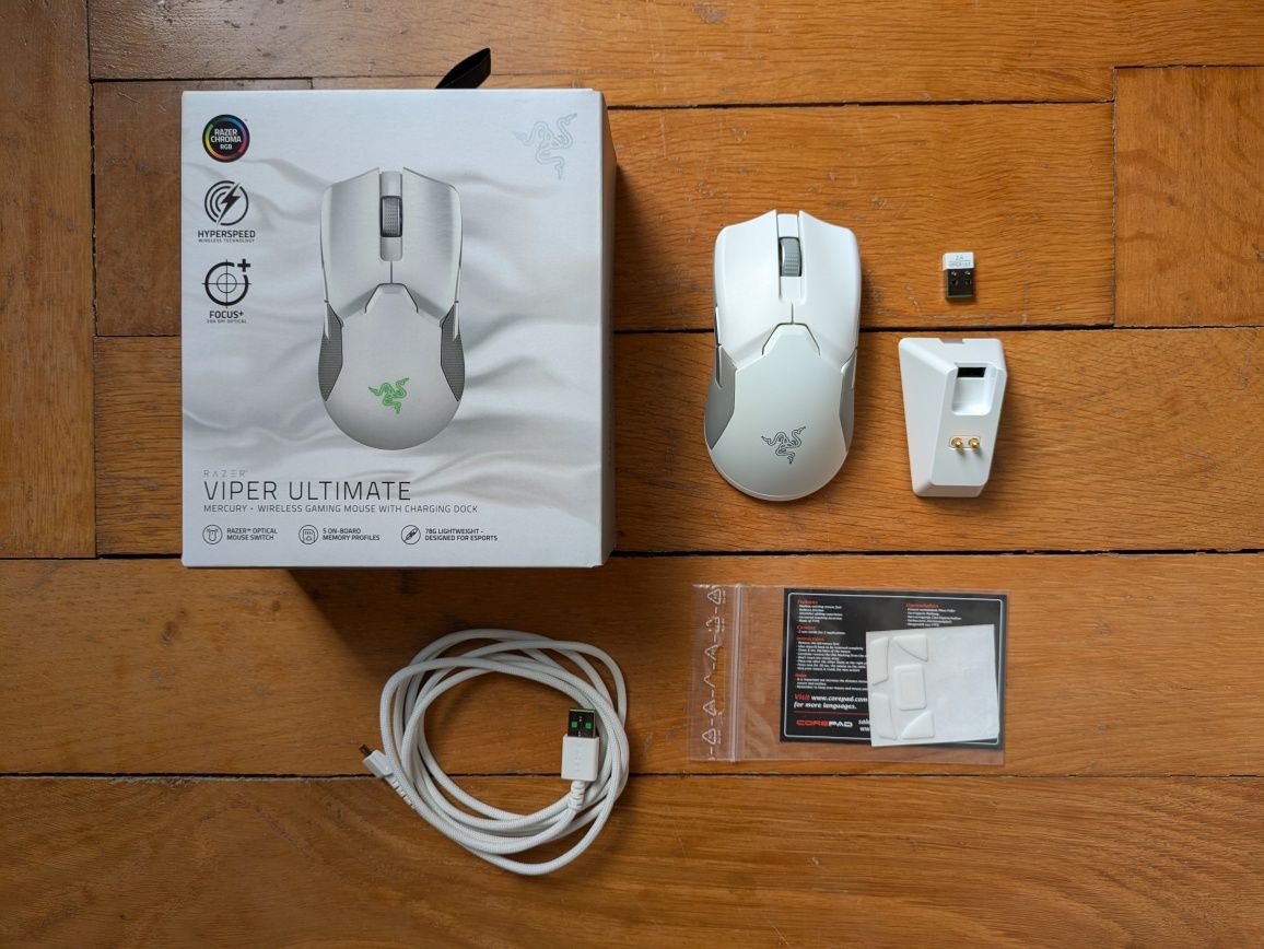 Rato Razer Viper Ultimate Mercury (Branco) + Dock carregamento