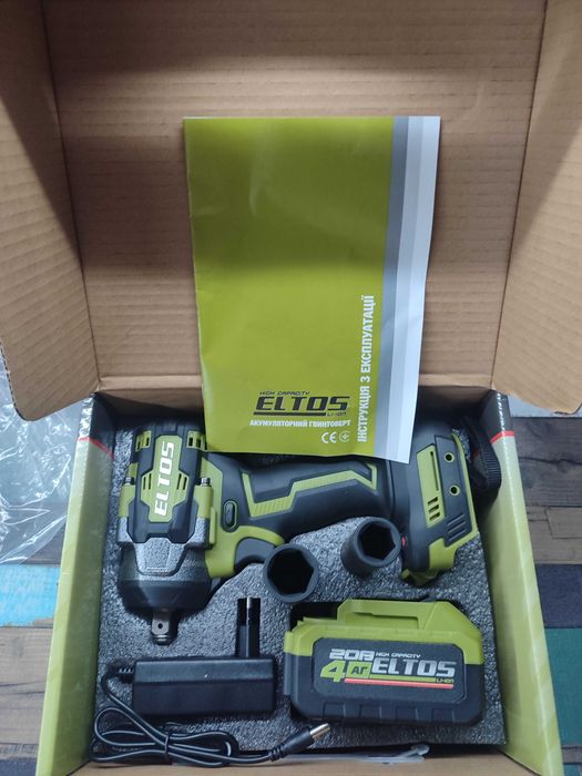 Бездротовий гайковерт eltos аг-600нм з акб 4аг та зарядкою з гарантією