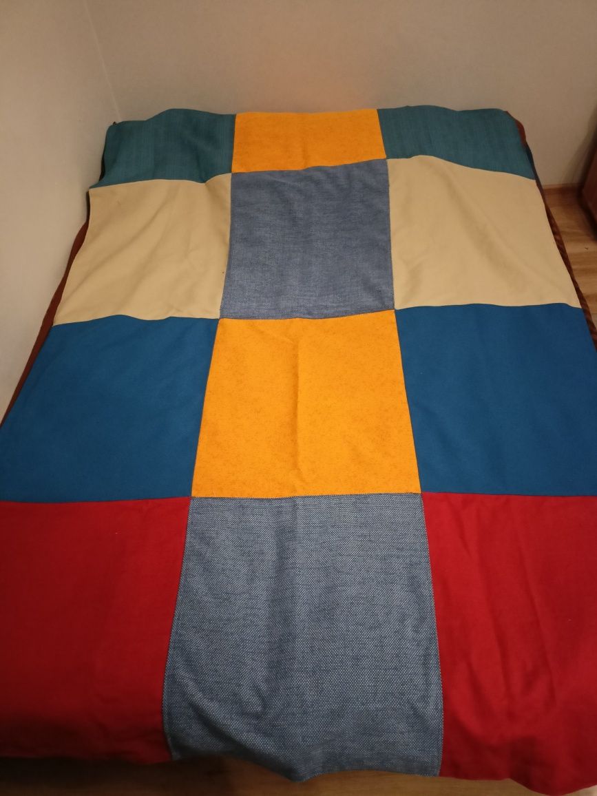 Narzuta nakrycie kapa łóżko kolorowa handmade kwadraty patchwork fajna