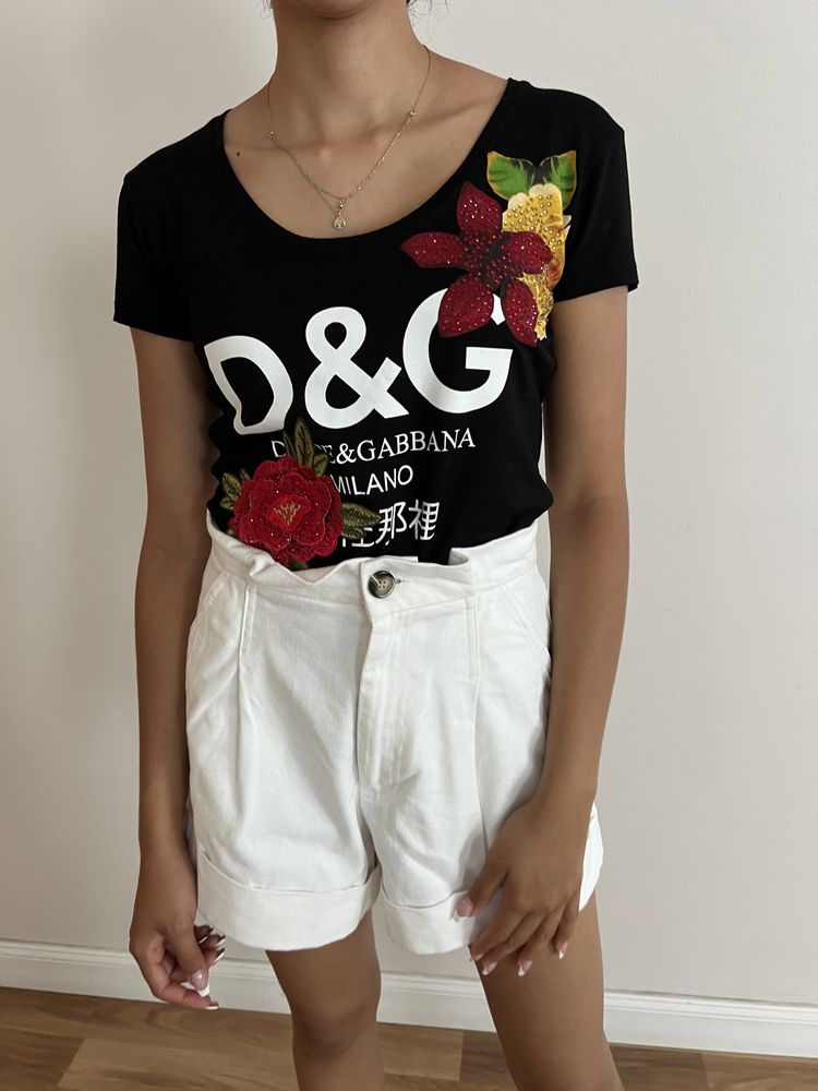 Czarny bawelniany top Dolce Gabbana