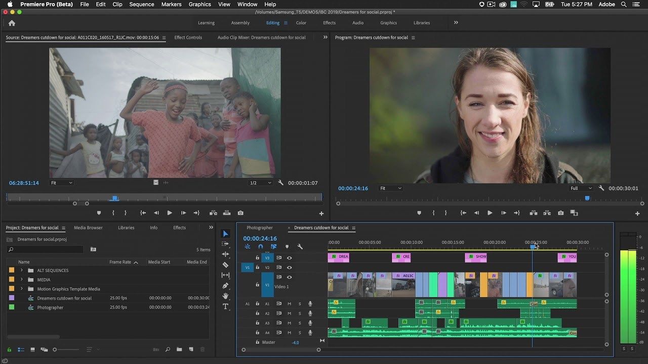 Монтаж відео в Adobe Premiere proe