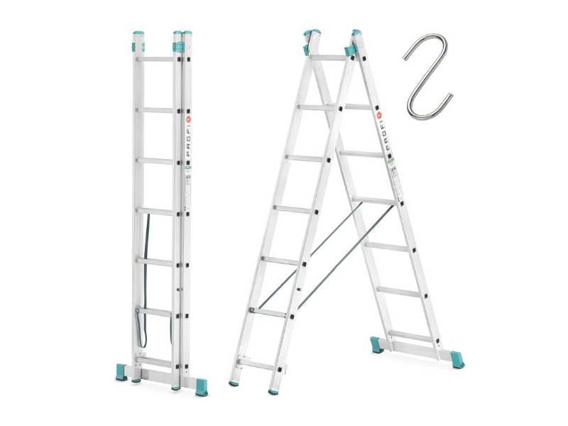 Drabina aluminiowa rozstawno-przystawna 2x7 ALOSS 4,2m II Gat Outlet