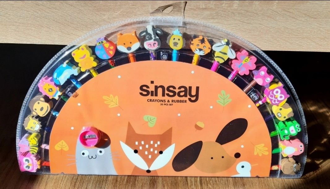 Nowe! 20 szt. ołówki z gumkami Sinsay do szkoły prezent Crayons&Rubber