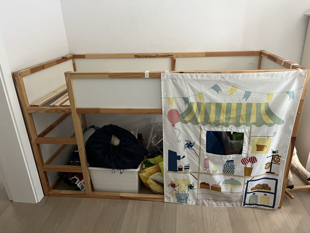 Łóżko dzieciece piętrowe IKEA Kura drewniane