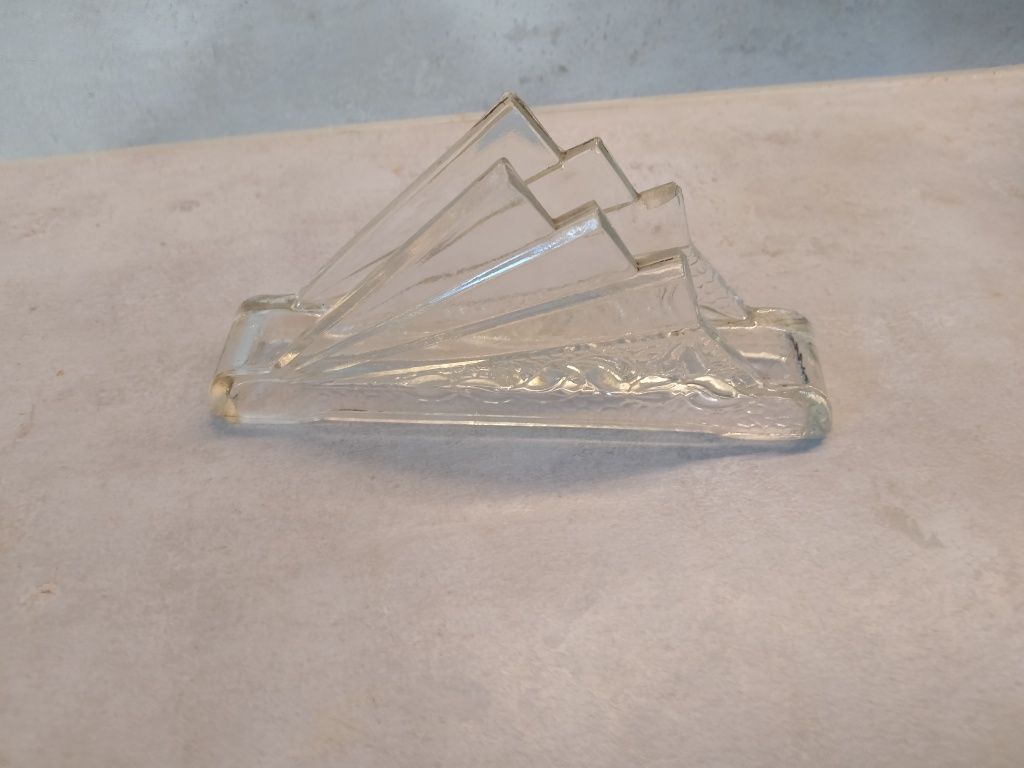 Serwetnik PRL HORTENSJA art deco szkło prasowane sodowe
